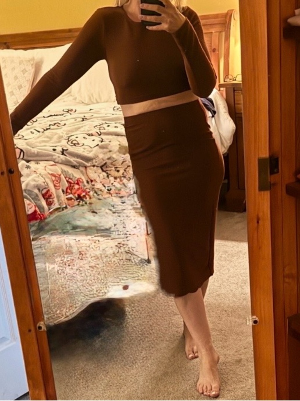 Heart & Hips Rust Lace-Back Ribbed Crop Top - Picture 8 of 8